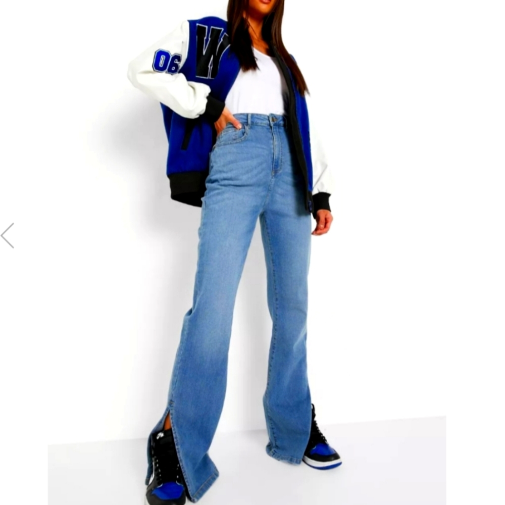 BOOHOO High Rise Split Hem Jean's